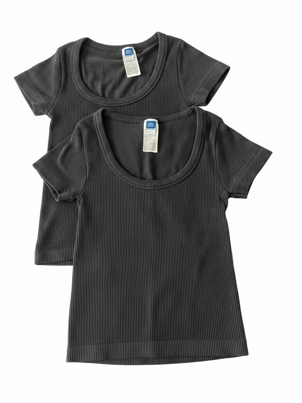 Bundle of 2: Old Navy Seamless Rib-Knit Short Sleeve Tops, Black - Size S Petite